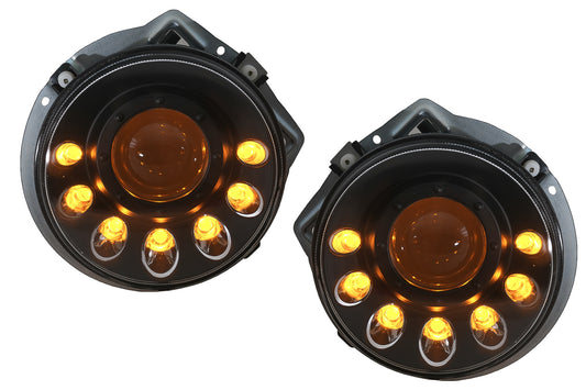 LED Scheinwerfer für Mercedes G-Klasse W463 1989-2012 Schwarz Dynamisch Drehen Licht CarPartsTuning