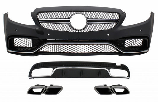 BodyKit für Mercedes C W205 S205 14-20 C63 Look Stoßstangen Diffusor Auspuff CarPartsTuning