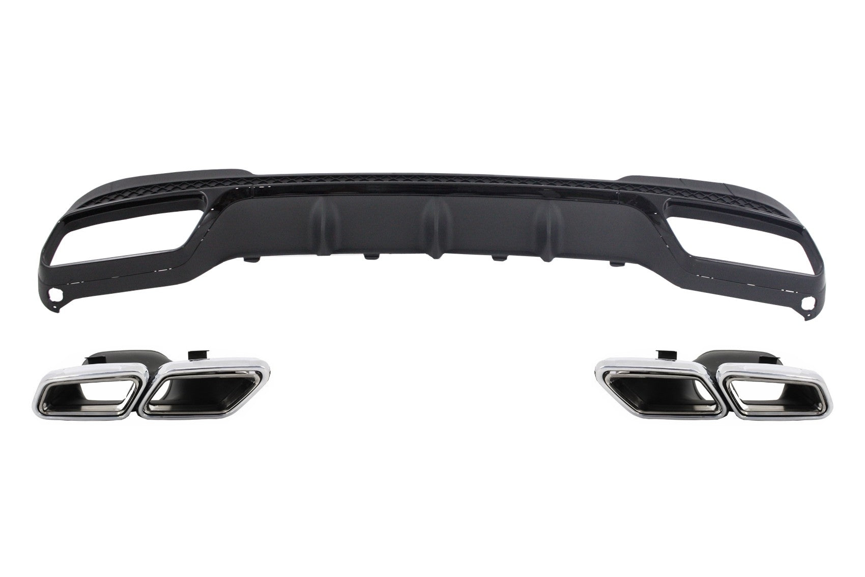 Stoßstange Diffusor Endrohre für Mercedes W212 S212 AMG Line MOPF 13-16 Schwarz CarPartsTuning