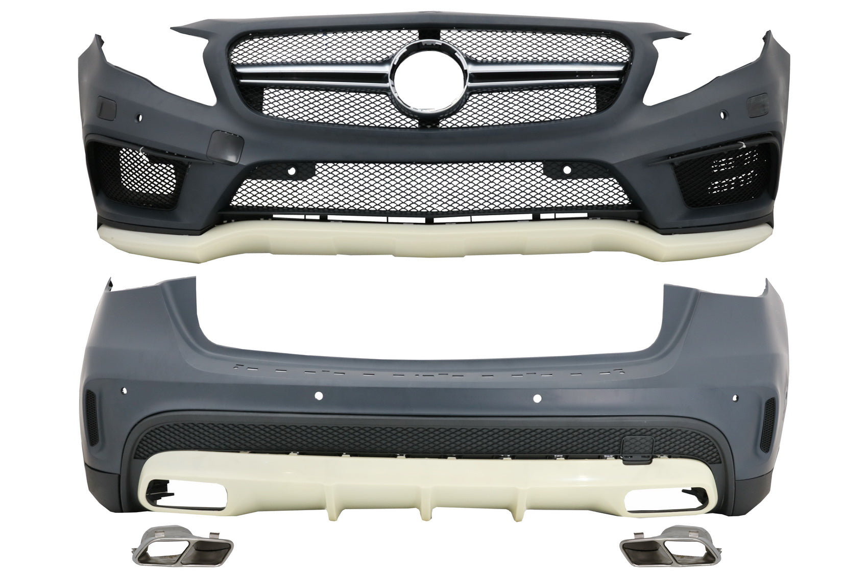 Body kit für Mercedes GLA X156 2014-2016 Stoßstange Auspuff Tipps Diffusor CarPartsTuning