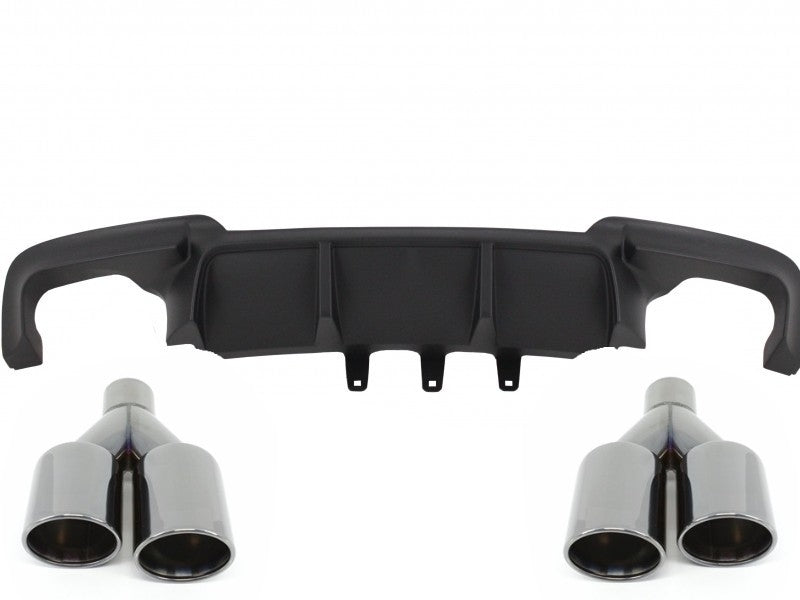 Doppelauslass Luftdiffusor für BMW 5 F10 F11 11-17 M Sport Schalldämpferspitzen Schwarz Endrohre CarPartsTuning