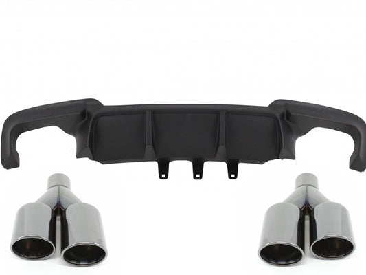 Doppelauslass Luftdiffusor für BMW 5 F10 F11 11-17 M Sport Schalldämpferspitzen Schwarz Endrohre CarPartsTuning
