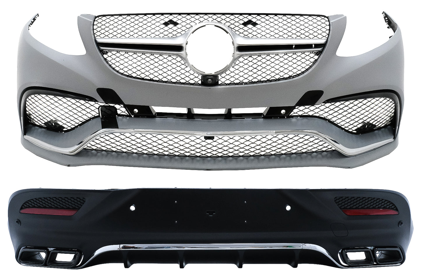 Body Kit für Mercedes GLE Coupe C292 15+ Stoßstange Auspuff Endrohre Schwarz CarPartsTuning