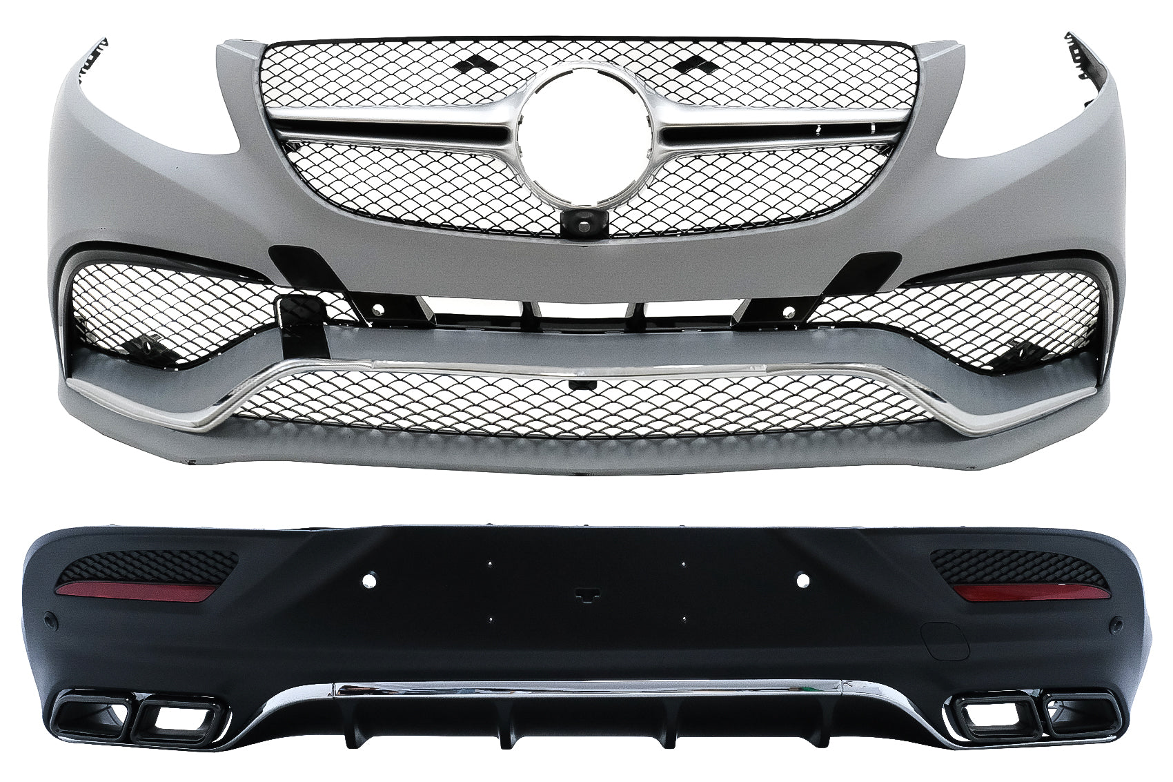 Body Kit für Mercedes GLE Coupe C292 15+ Stoßstange Auspuff Endrohre Schwarz CarPartsTuning