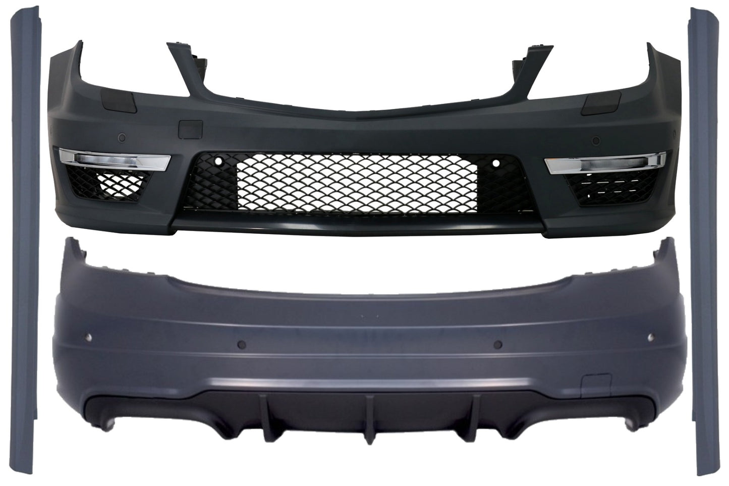 Bodykit für Mercedes C-Klasse W204 07-15 Stoßstange Seitenschweller Facelift C63 Look CarPartsTuning