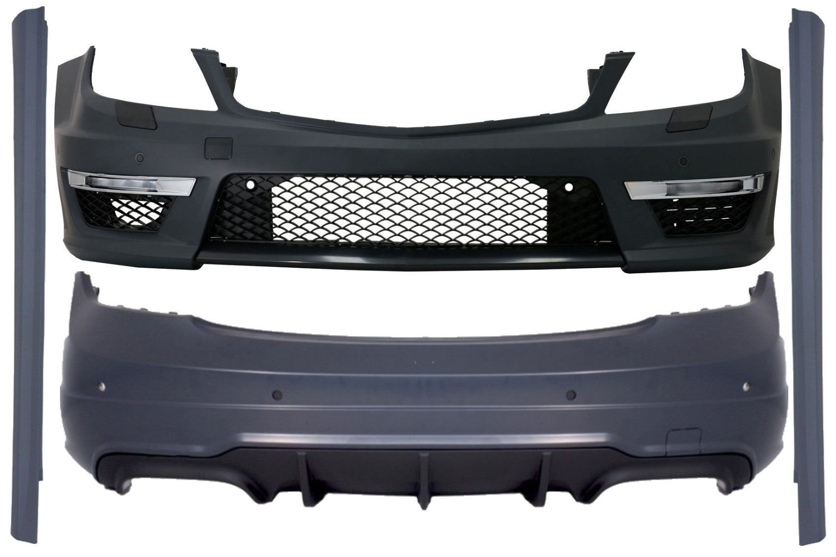 Bodykit für Mercedes C-Klasse W204 07-15 Stoßstange Seitenschweller Facelift C63 Look CarPartsTuning