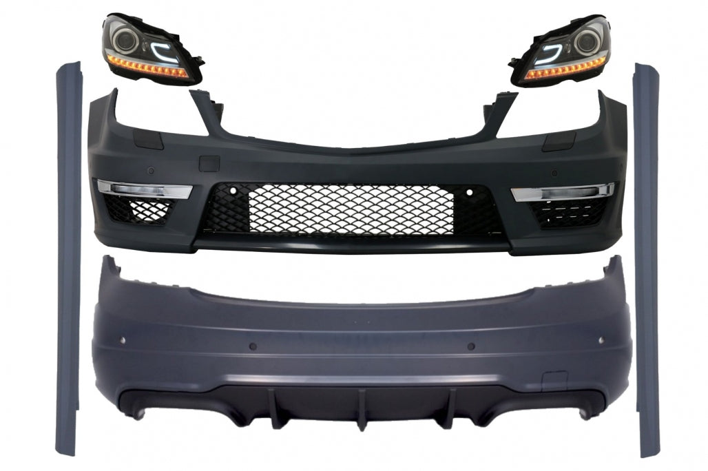 Bodykit für Mercedes W204 07-15 Facelift C63 Look Stoßstange LED Scheinwerfer CarPartsTuning