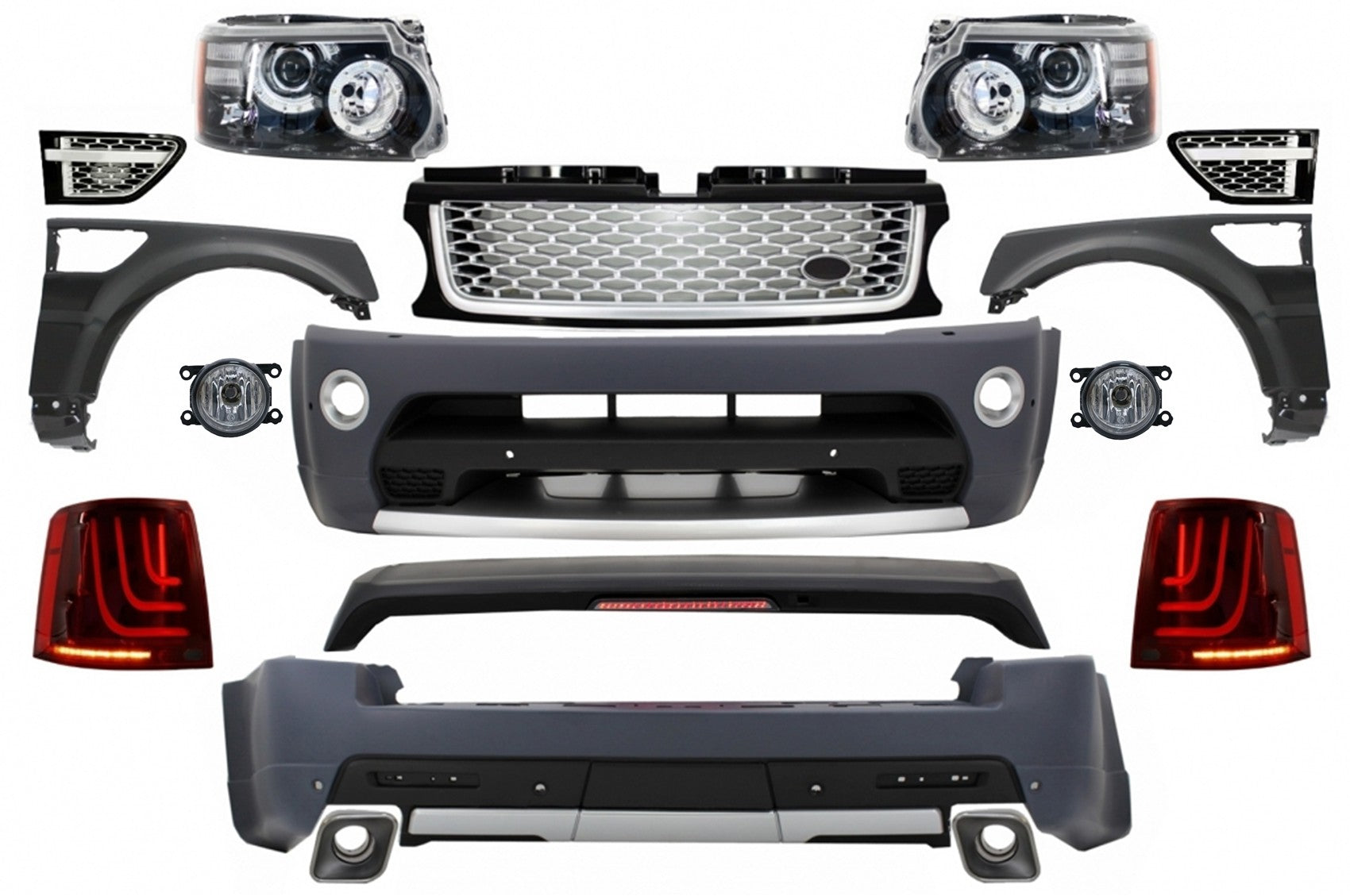 Bodykit für Sport L320 Facelift 09-13 Autobiography Look Stoßstange Scheinwerfer CarPartsTuning
