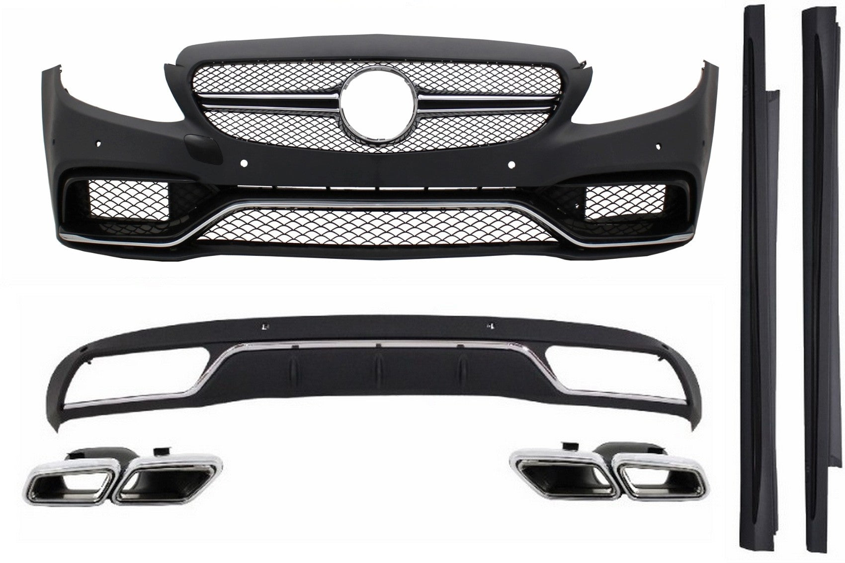 Body Kit für Mercedes W205 S205 14-18 Standard Stoßstange Kühlergrill Schweller CarPartsTuning