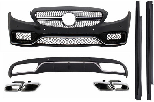 Body Kit für Mercedes W205 S205 14-18 Standard Stoßstange Kühlergrill Schweller CarPartsTuning