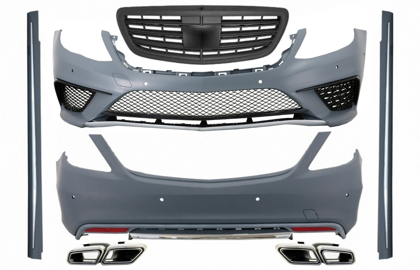 Bodykit für Mercedes S-Klasse W222 13-06.17 S63 Design Stoßfänger Endrohre CarPartsTuning