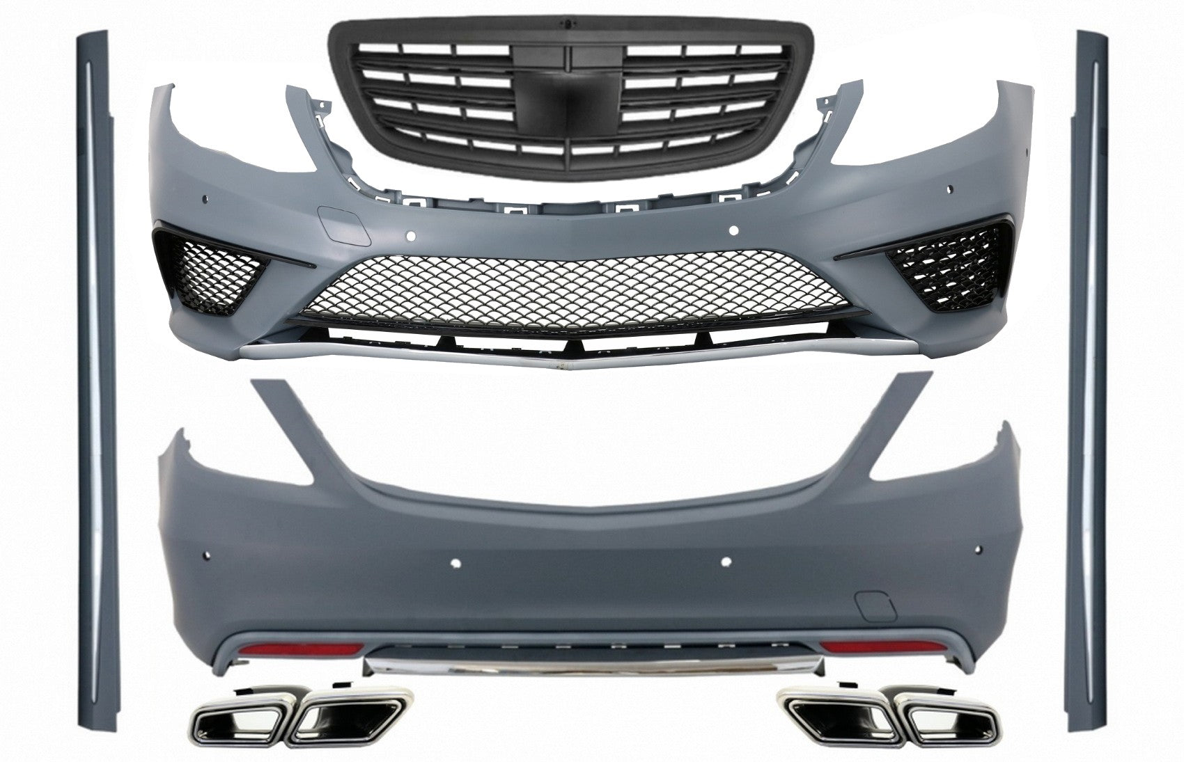 Bodykit für Mercedes S-Klasse W222 13-06.17 S63 Design Stoßfänger Endrohre CarPartsTuning