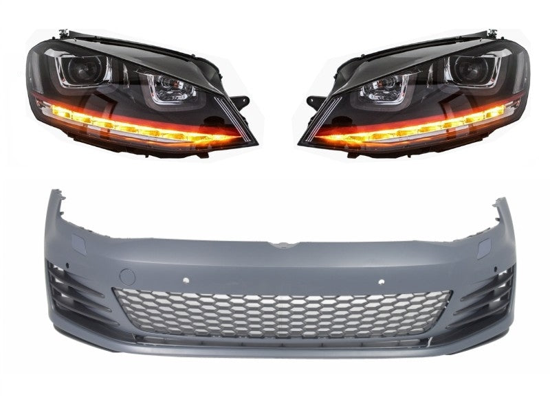 Stoßstange für VW Golf VII Golf 7 13-17 GTI Look Scheinwerfer 3D LED DLR Flowing CarPartsTuning