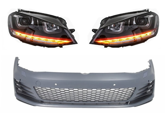 Stoßstange für VW Golf VII Golf 7 13-17 GTI Look Scheinwerfer 3D LED DLR Flowing CarPartsTuning
