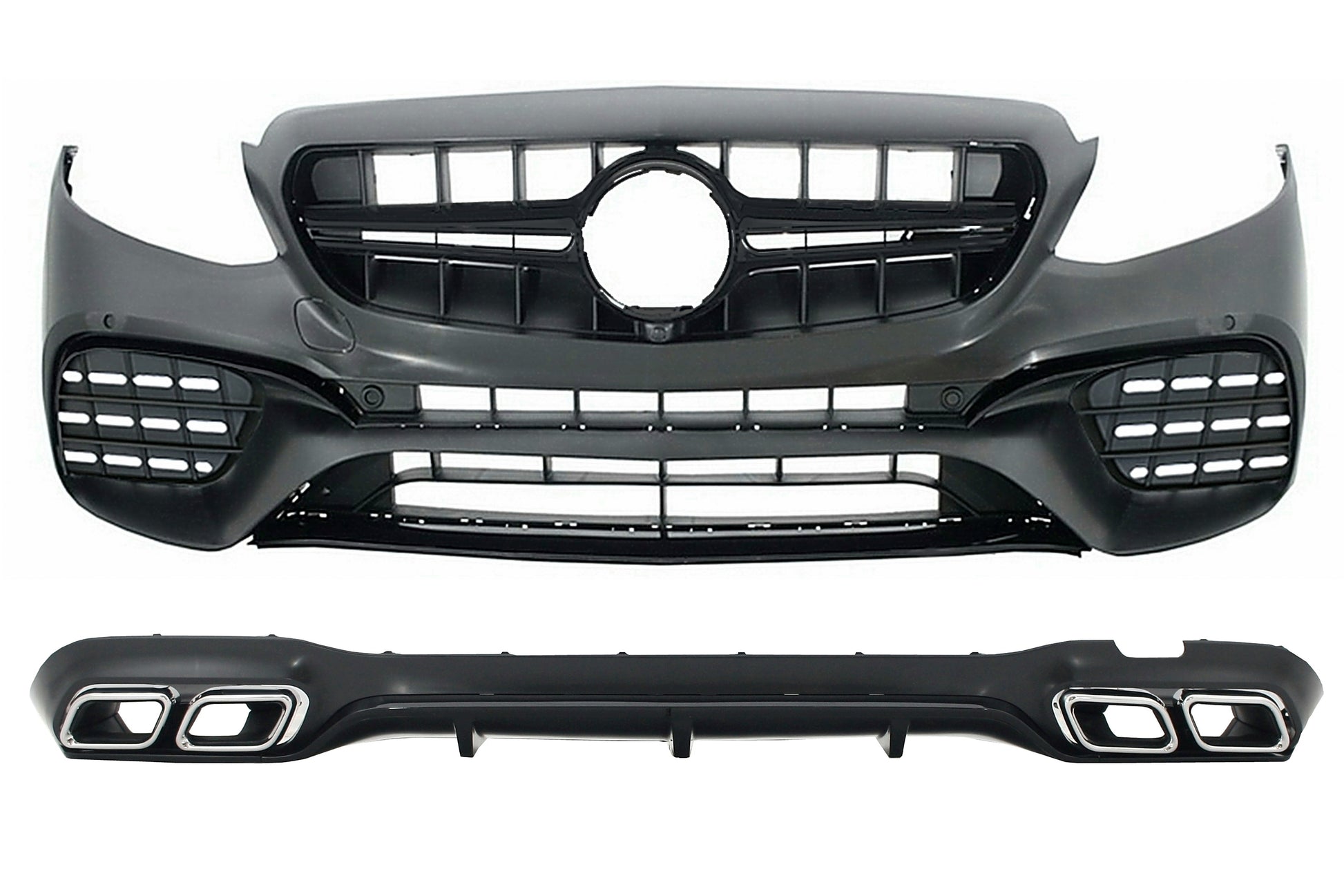 Bodykit für Mercedes E-Klasse W213 16-2019 E63 Design Stoßstange Chrom Auspuffblenden CarPartsTuning