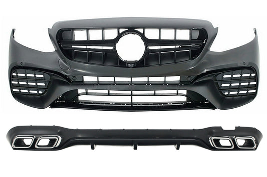 Bodykit für Mercedes E-Klasse W213 16-2019 E63 Design Stoßstange Chrom Auspuffblenden CarPartsTuning