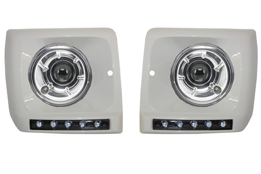 Scheinwerfer Bi-Xenon für MERCEDES W463 89-12 Abdeckungen WEISS LED DRL G65 Look- CarPartsTuning