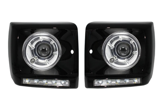 Scheinwerfer Bi-Xenon Deckel LED DRL für Mercedes G W463 89-12 G65 Look CarPartsTuning