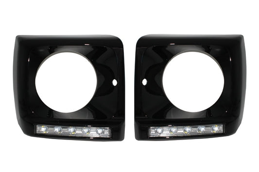 Abdeckungen LED DRL für Mercedes G W463 89-12 G65 Scheinwerfer Bi-Xenon Look CarPartsTuning