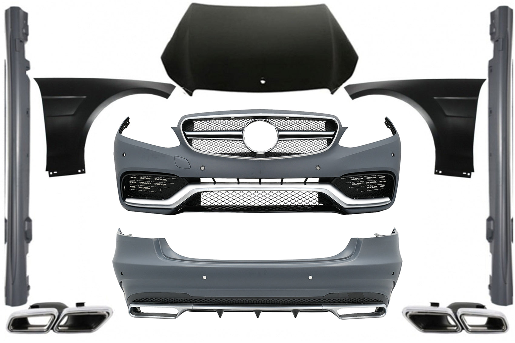 Bodykit für Mercedes W212 E-Klasse Facelift 13+ E63 Look Auspuffblenden CarPartsTuning