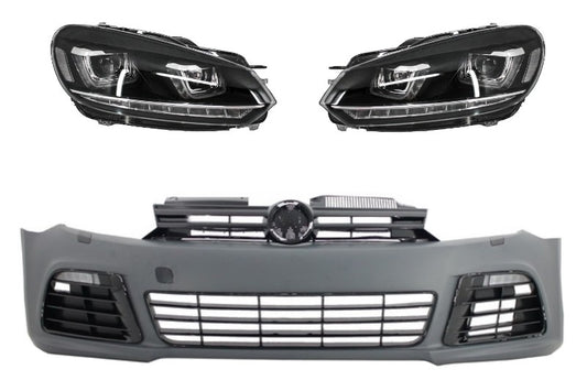 Stoßstange für VW Golf 6 08-13 R20Look Scheinwerfer 3D LED U-Look Fließend Licht CarPartsTuning
