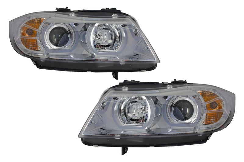 Scheinwerfer 3D LED Angel Eyes für BMW E90 E91 03.2005-08.2008 U-Type Chrome HID CarPartsTuning