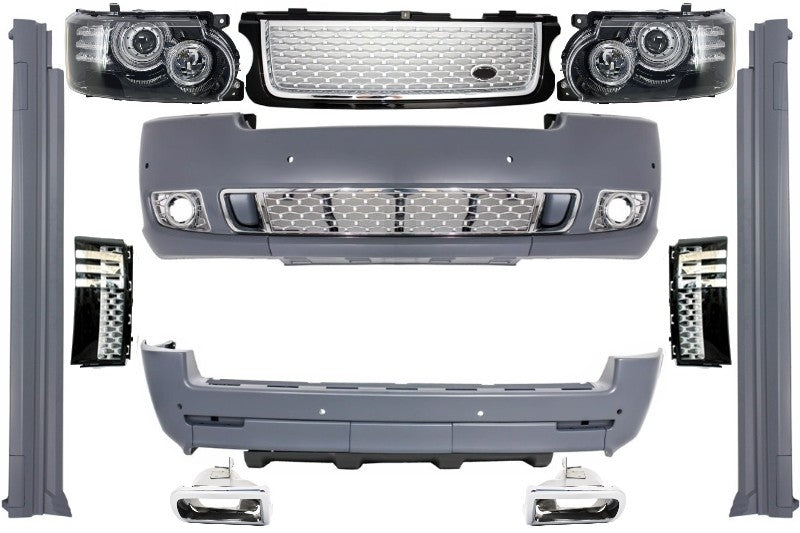 Komplettumbau Autobiographie Design Bodykit Passend Für Land Range Rover Vogue L322 Nachrüstung Auf Facelift Black Silver Grill Edition KITT