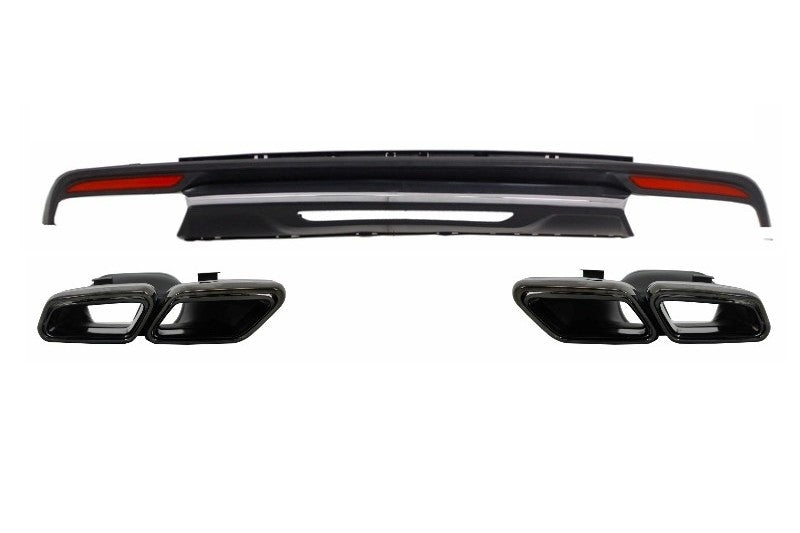 Diffusor Schwarz Auspuff Endohre für Mercedes S W222 13-06.17 nur Sport Paket CarPartsTuning