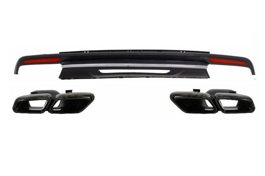 Diffusor Schwarz Auspuff Endohre für Mercedes S W222 13-06.17 nur Sport Paket CarPartsTuning