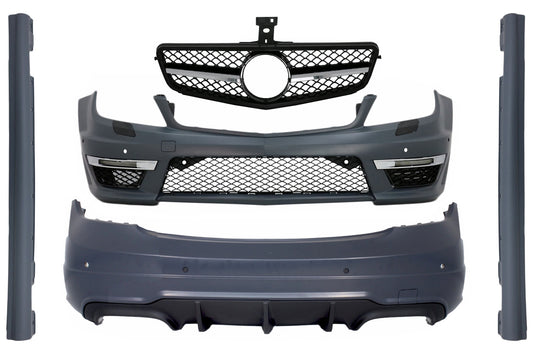 Bodykit für Mercedes C W204 2007-2015 MOPF C63 Design Kühlergrill Stoßstange Seitenschweller CarPartsTuning