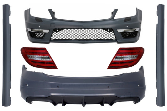 Bodykit für Mercedes C W204 2007-2015 MOPF C63 Design Rückleuchten Stoßstange Seitenschweller CarPartsTuning