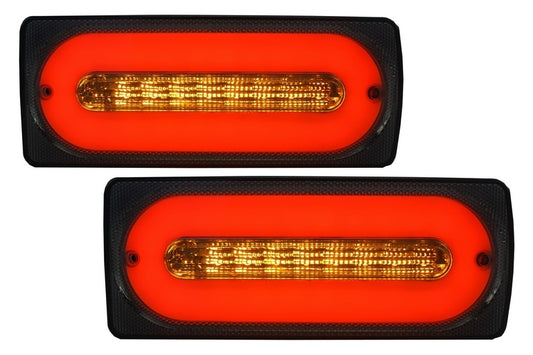 LED Rücklichter Light Bar Rauch für MERCEDES G-Klasse W463 1989-2015 Türleisten Aluminium Gebürstet CarPartsTuning