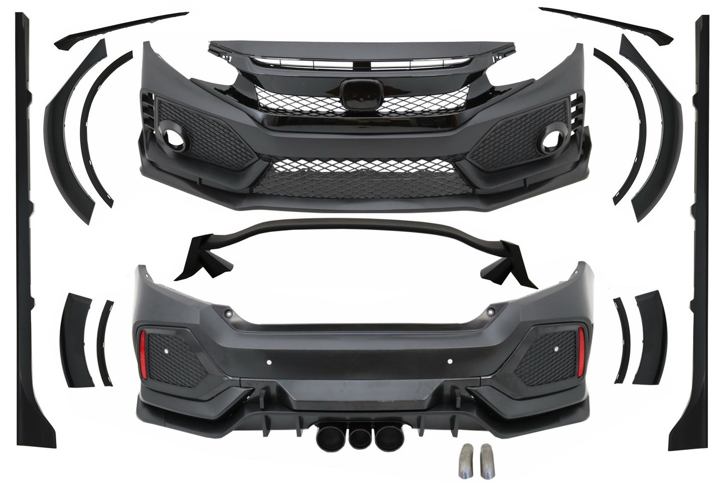 Body Kit für Honda Civic MK10 FC FK 16+ Limo Typ R Look Stoßstange Gitter Auspuff CarPartsTuning
