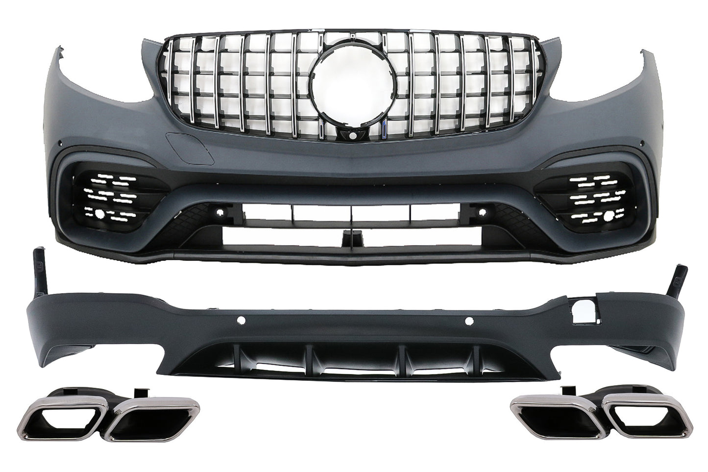 Bodykit für Mercedes GLC SUV X253 15-07.19 Stoßfänger Endrohre GLC63 Look CarPartsTuning