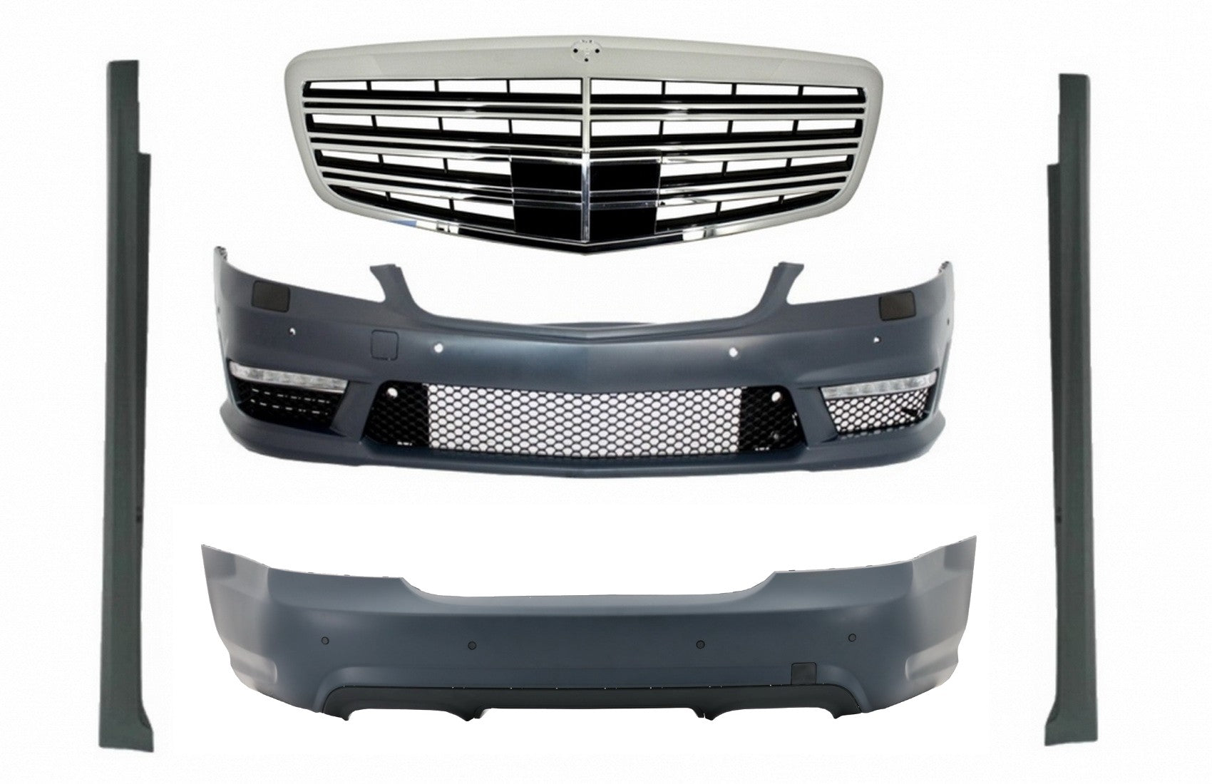 Body Kit für Mercedes S W221 05-11 Stoßstange Luftverteiler SWB S63 S65 Look CarPartsTuning