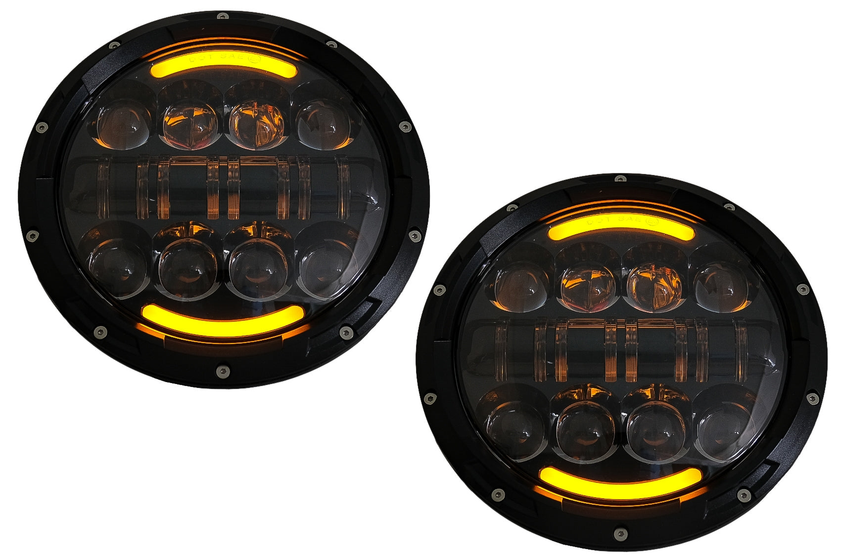 7 Zoll Cree LED Scheinwerfer Angel Eye Amber Halo Drl Passend Für Jeep WranGLEr JK Tj Lj Land Rover Verteidiger Mercedes W463 Schwarz KITT