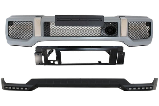 Stoßstange für Mercedes G-Klasse W463 89-17 LED DRL Spoiler Extension G65 Look CarPartsTuning