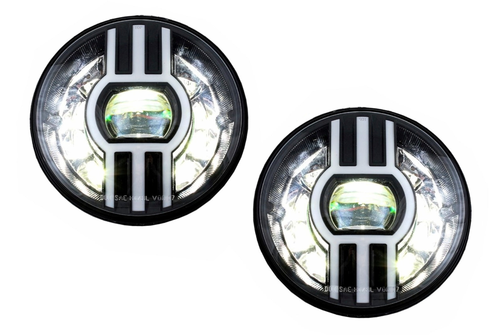 7 Zoll CREE LED Scheinwerfer DRL für Jeep Wrangler JK TJ LJ Defender W463 Schwarz CarPartsTuning