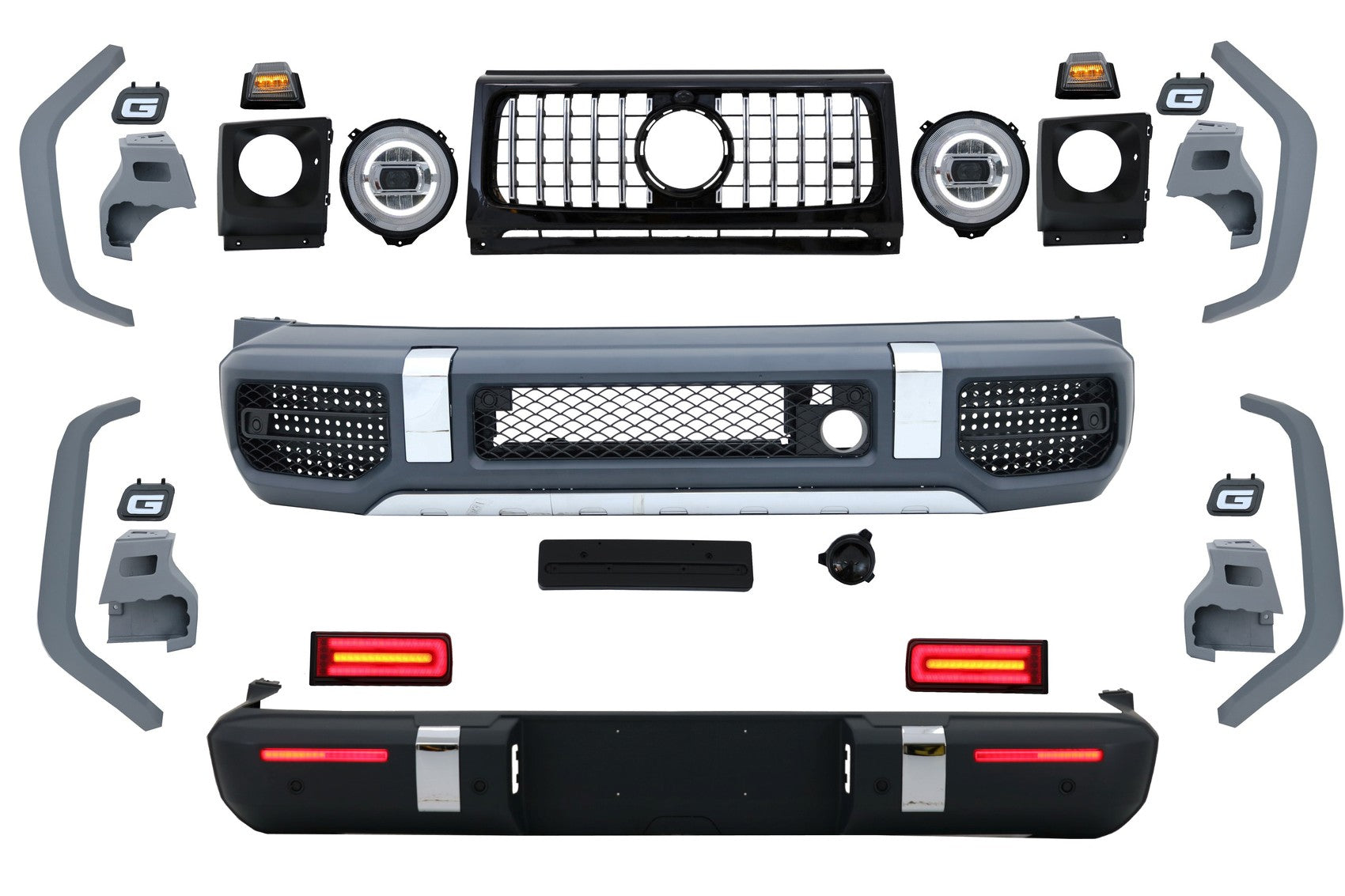 Komplett Umwandlung Bodykit für Mercedes G-Klasse W463 2008-2017 2018 G63 Look Carpartstuning Austria