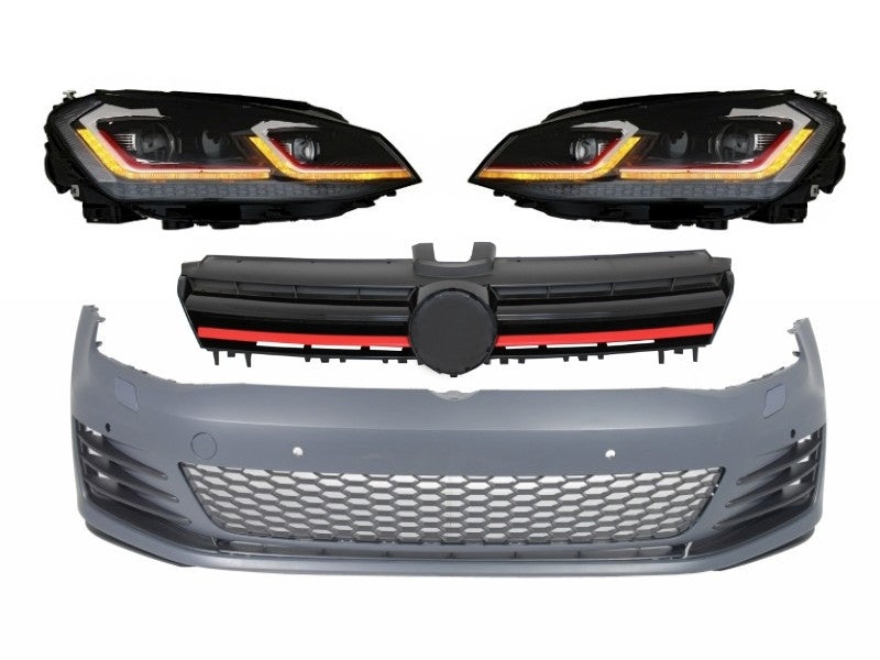 Stoßstange für VW Golf VII 7 5G 13-17 Gitter LED Scheinwerfer Dynamisches G7.5 GTI Look CarPartsTuning