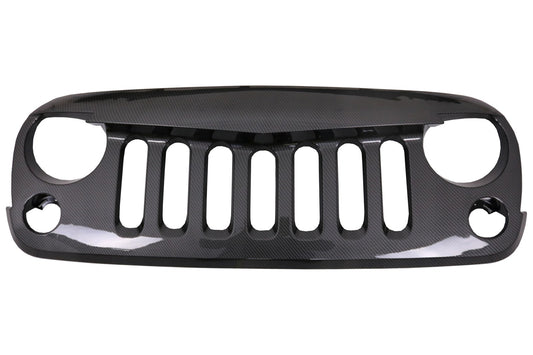 Zentraler Kühlergrill für JEEP Wrangler Rubicon JK 07-17 Glänzender Kohlenstoff Film beschichtet CarPartsTuning