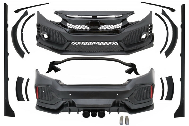 Body Kit für Honda Civic MK10 FC FK 16+ Limousine Typ R Look Stoßstangengrill Auspuff CarPartsTuning