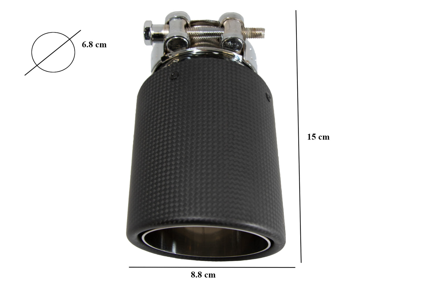 Universal Auspuff Schalldämpfer Tipp Kohlefaser Mattes Finish Einlass 6.8cm 2.67inch CarPartsTuning
