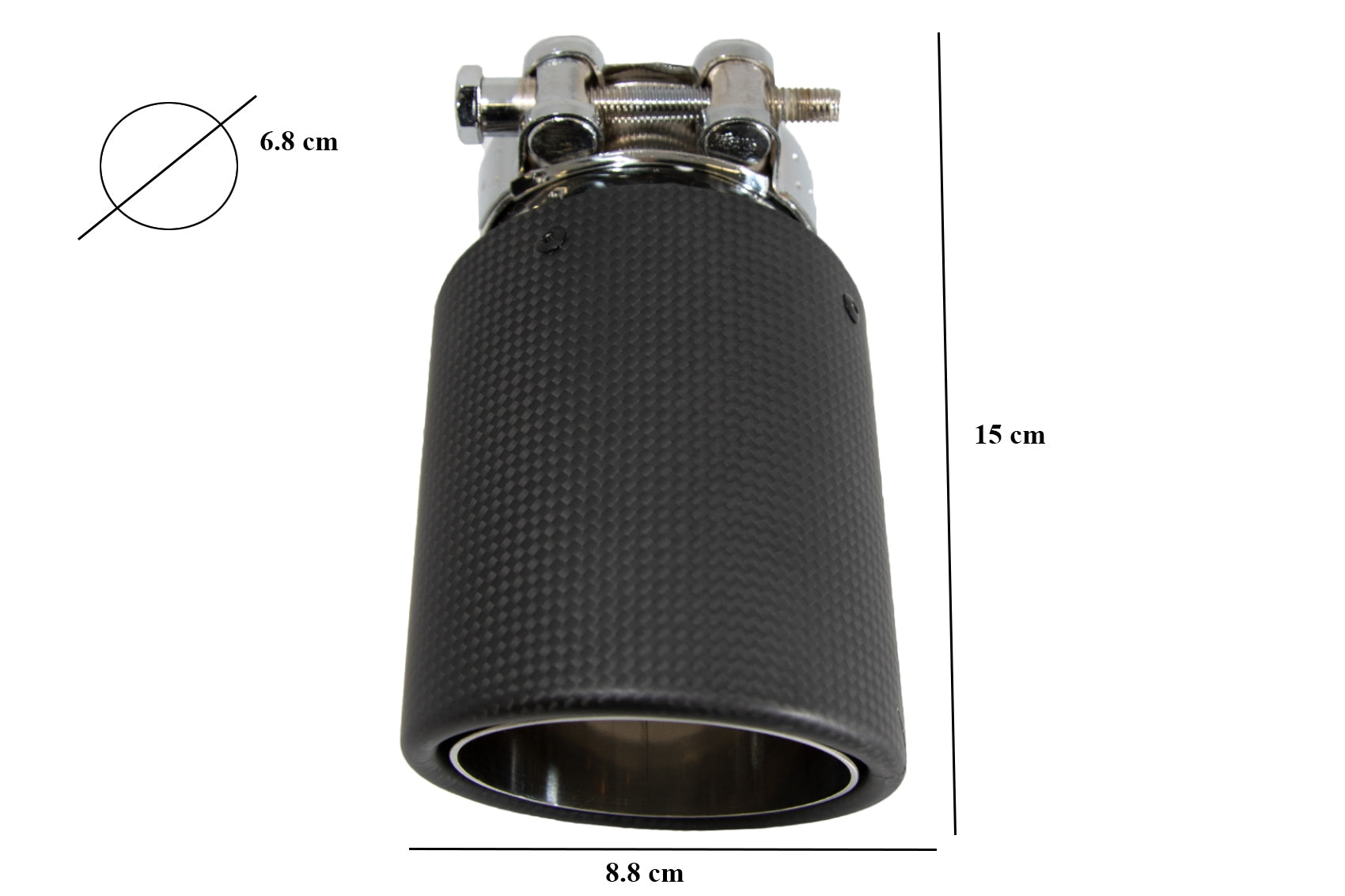 Universal Auspuff Schalldämpfer Tipp Kohlefaser Mattes Finish Einlass 6.8cm 2.67inch CarPartsTuning