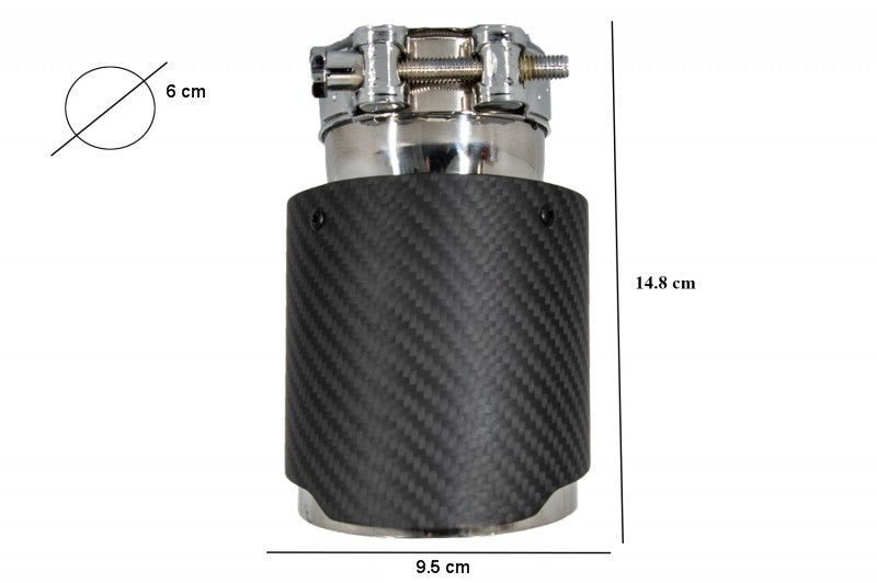Universal Auspuff Schalldämpfer Kohlefaser Matt Einlass 6,5 cm / 2,56 Zoll CarPartsTuning