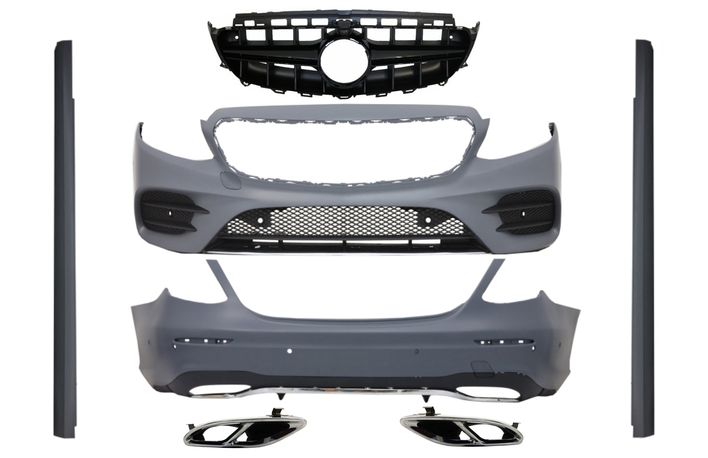 Bodykit für Mercedes E W213 2016-19 GTR E43 E53 Sport Look Kühlergrill Endrohre CarPartsTuning