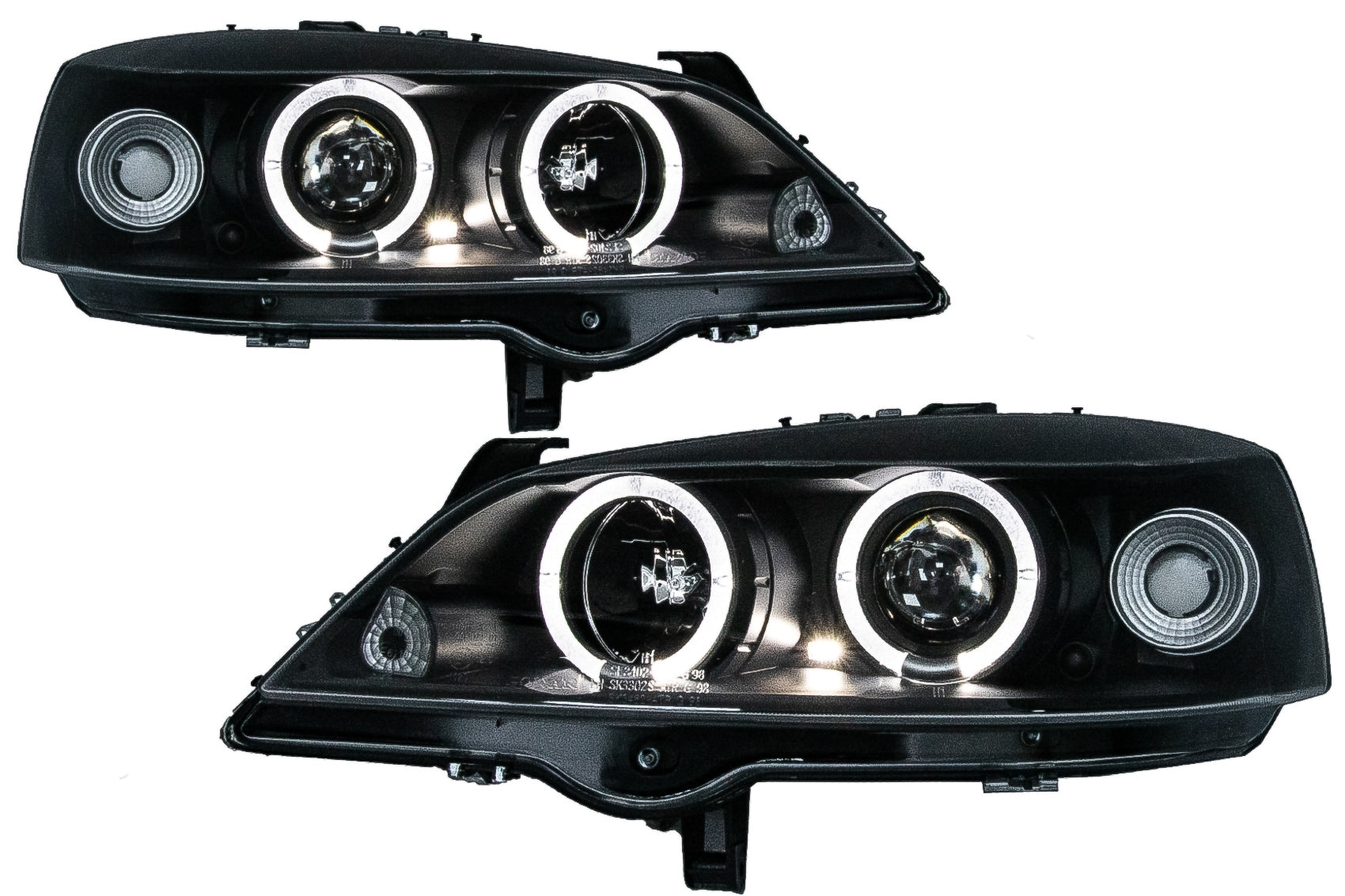 Scheinwerfer für Opel Astra G 09.1997-02.2004 Angel Eyes Schwarz Carpartstuning Austria