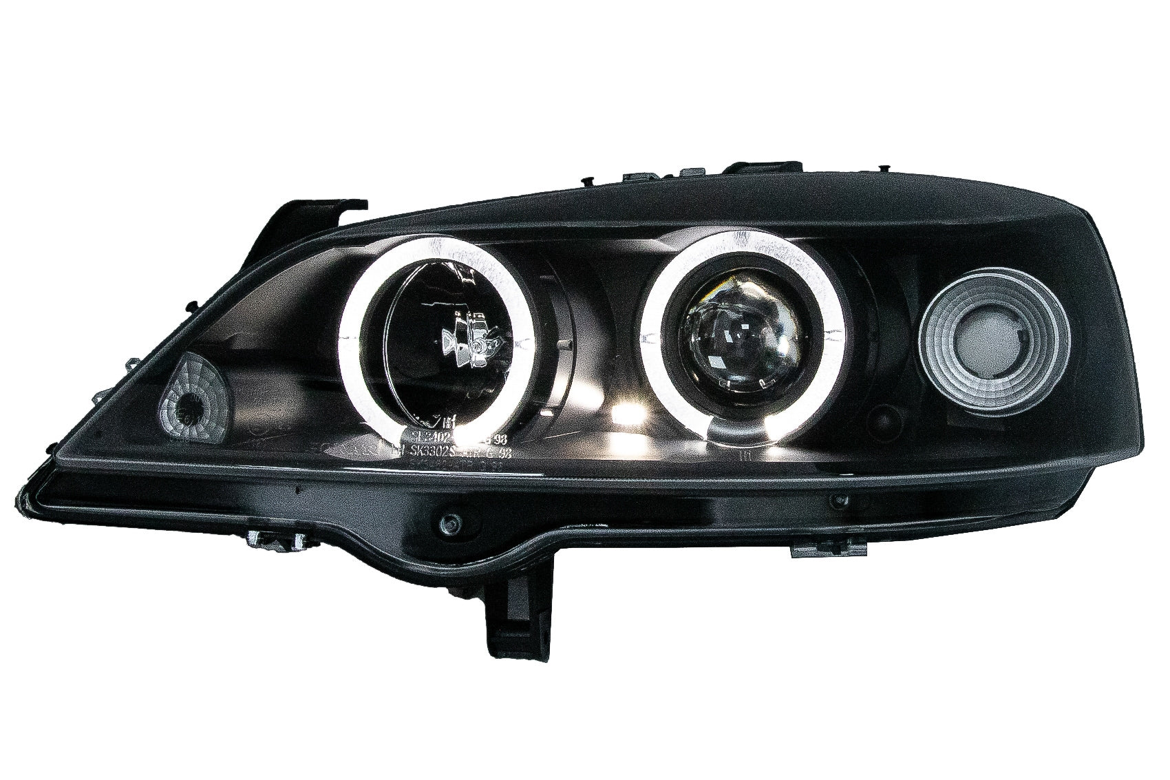 Scheinwerfer für Opel Astra G 09.1997-02.2004 Angel Eyes Schwarz Carpartstuning Austria