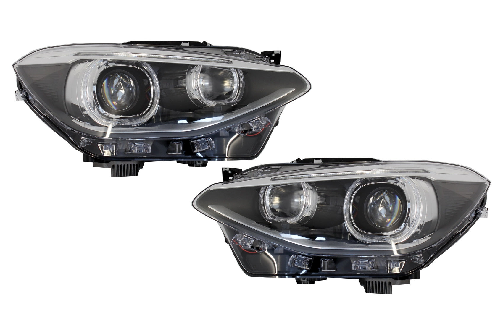 LED Tagfahrlicht Scheinwerfer Angel Eye für BMW 1er F20 F21 2011-2014 Schwarz CarPartsTuning
