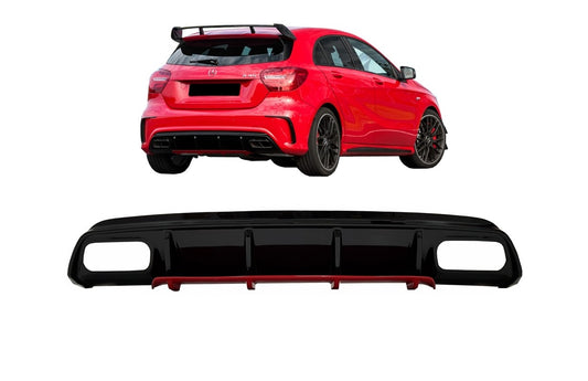 Heckschürze Diffusor passend für MERCEDES W176 A-Klasse (2012-2018) A45 Facelift Design Red Edition KITT